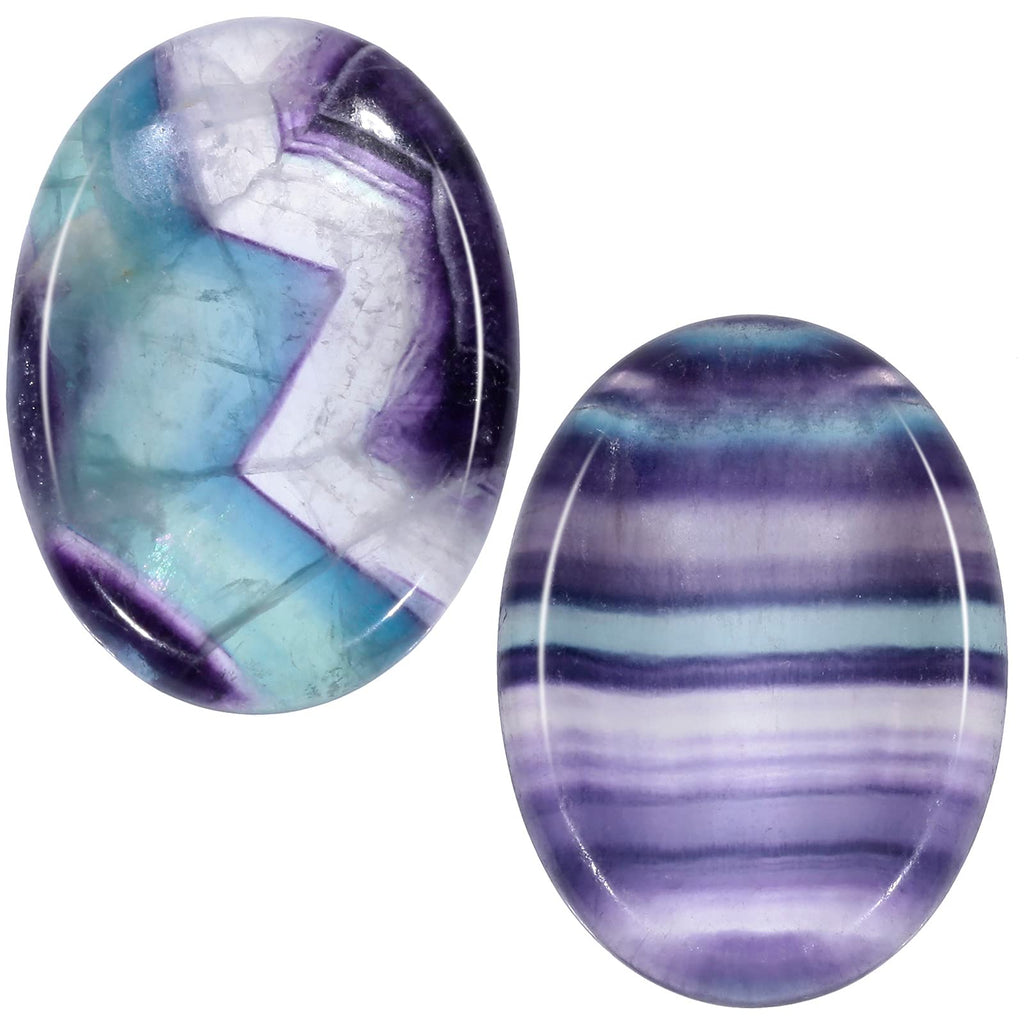 [Australia] - mookaitedecor Fluorite Polished Thumb Worry Stone, Oval Natural Palm Pocket Stone for Meditation Stress Relief Pack of 2 