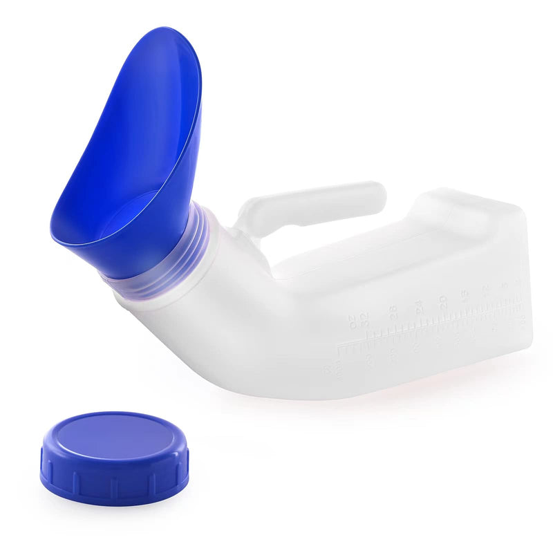 [Australia] - Unisex Urinals, Plastic Urine Bottles for Men and Women, SpillProof Screw Cap Lid, Portable Toilet Urinals Ideal for Car Travel Outdoor 1x Urinal - White and Blue 