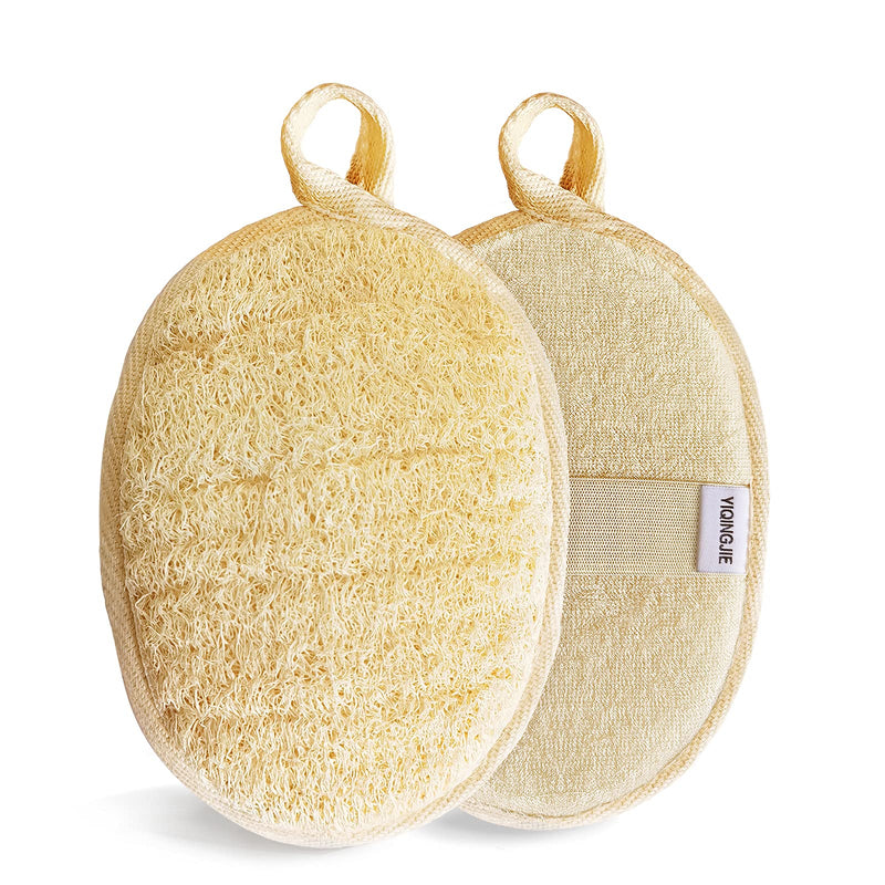 [Australia] - Natural Loofah Sponge Exfoliating Body Scrubber (2 Pack),Made with Eco-Friendly and Biodegradable Shower Luffa Sponge, Loofah for Women and Men, Beige… 2 Count (Pack of 1) 