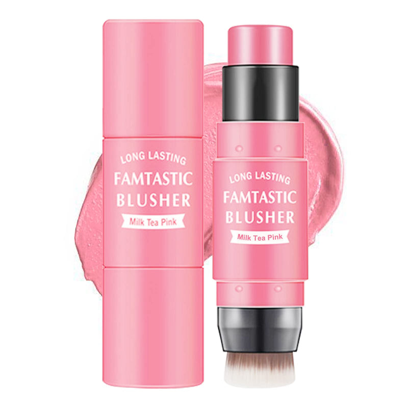 [Australia] - Erinde 3-in-1 Cheek Blush & Lip Tint & Eyeshadow, Creamy Blush Stick for Cheeks & Lips with Brush, Buildable Lightweight Hydrating formula, Easy To Use, Stay All Day(01#Milk Tea Pink) 01#Milk Tea Pink 