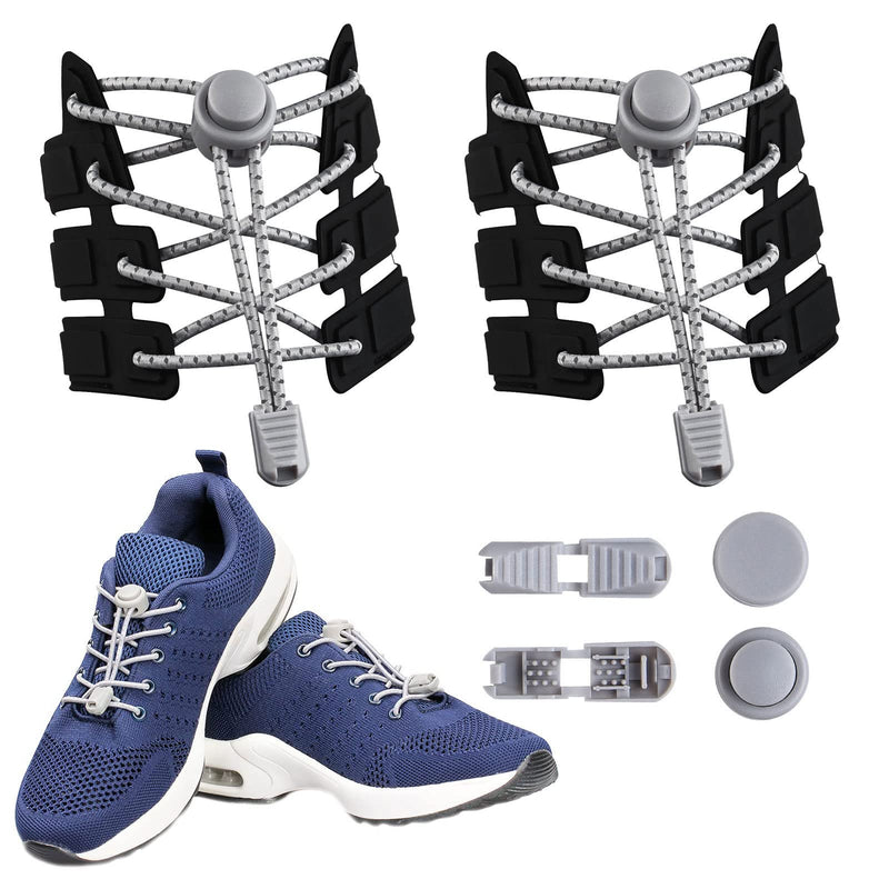 [Australia] - No Tie Shoelaces for Adults and Kids Sneakers Safety - 120cm Elastic Locks Shoe Laces Adults, Kids, Older Generation, Disabled, Runners Light Grey 181# 