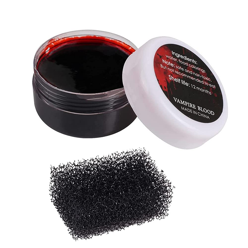 [Australia] - Halloween Coagulated Fake Blood Gel with Stipple Sponge,Make SFX Specail Effects For Halloween Festival & Party,1.1Oz(30g) Gel Blood 