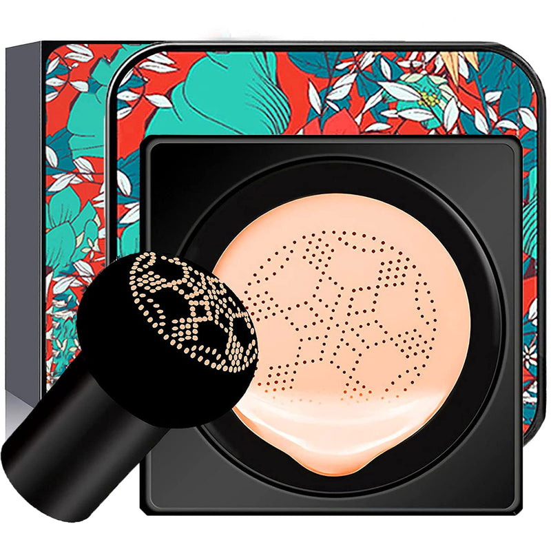 [Australia] - Mushroom Head Air Cushion CC Cream, Air Cushion BB Cream Foundation, Makeup Moisturizing CC Cream Liquid Foundation, Concealer Makeup Long Lasting with Mushroom Makeup Sponge (Natural) 