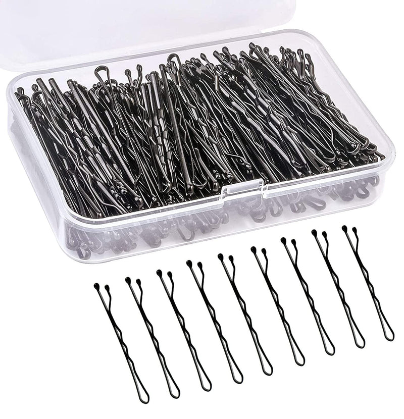 [Australia] - 150 Pieces Bobby Pins, Hair Clips Hair Grips Kirby Grips for Women Hair Styling Pins with Storage Box(Black) Black 