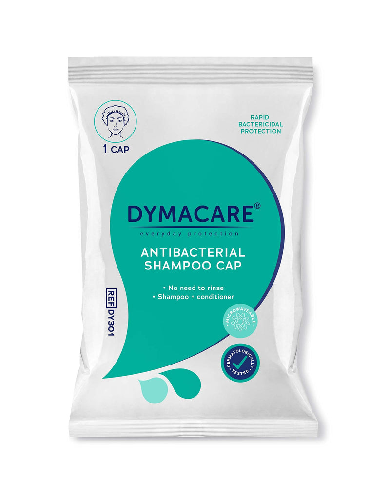 [Australia] - DYMACARE Antibacterial No Rinse Shampoo Cap | Rinse Free Shower Cap That Shampoos & Conditions | PH Balanced Waterless Hair Wash | 1 Cap 
