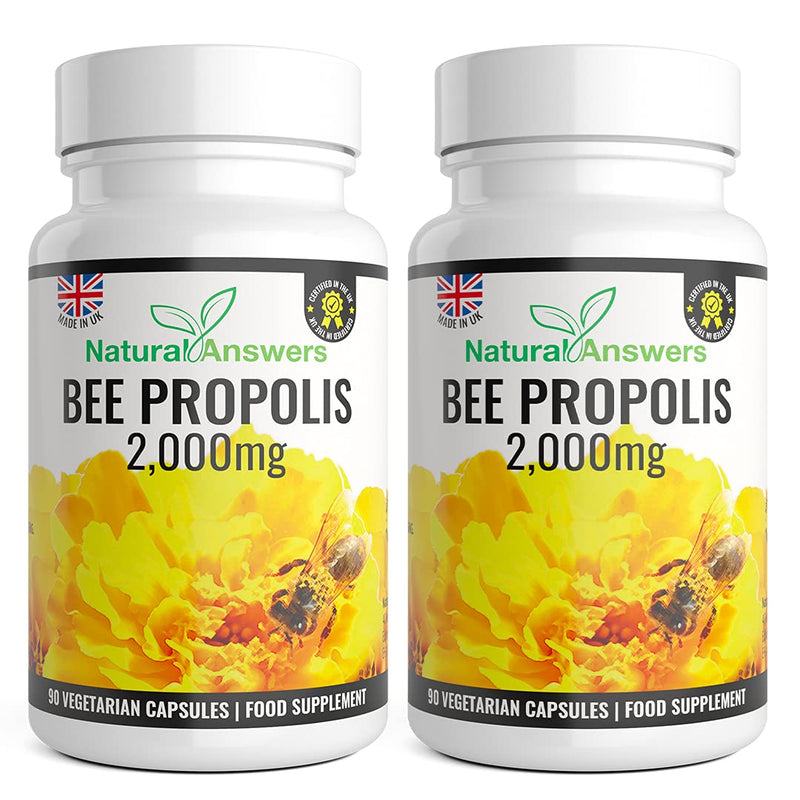 [Australia] - 180 Capsules Pure Bee Propolis 2000mg - 1000mg Per Capsule, 2000mg per Serving, 100% Suitable for Vegetarians 