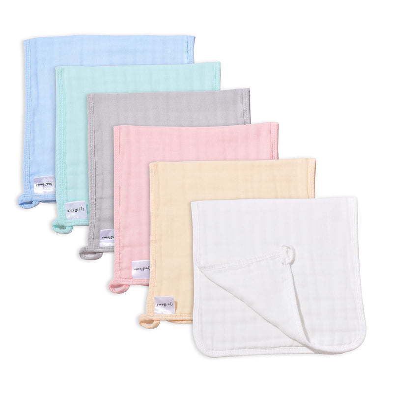 [Australia] - IyaMama Muslin Cloths for Baby - 6 Pack Large 8 Layers 100% Cotton Muslin Squares/ Burp Cloths/ Baby Wash Cloth - Multicolour and Unisex - Super Soft and Absorbent - Newborn Essentials 