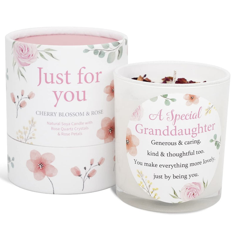 [Australia] - Granddaughter Candle That Makes a Thoughtful Gifts for Granddaughter and Granddaughter Gifts - Special Granddaughter Birthday Gifts SOYA Candle with Rose Quartz and Rose Petals 