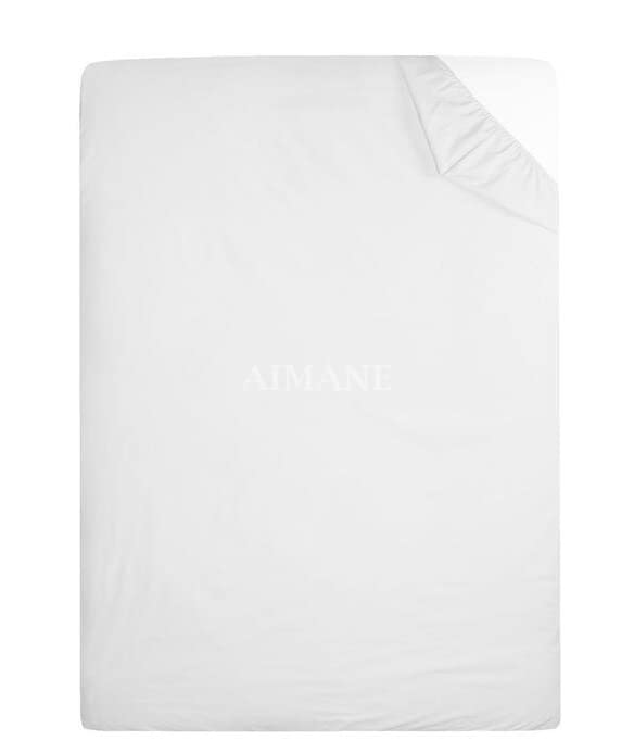 [Australia] - AIMANE® Non Iron Percale 4FT Small Double Fitted Sheet Poly Cotton Easy Care Non Iron Percale 4FT Fitted Bed Sheets Small Double (White) White 