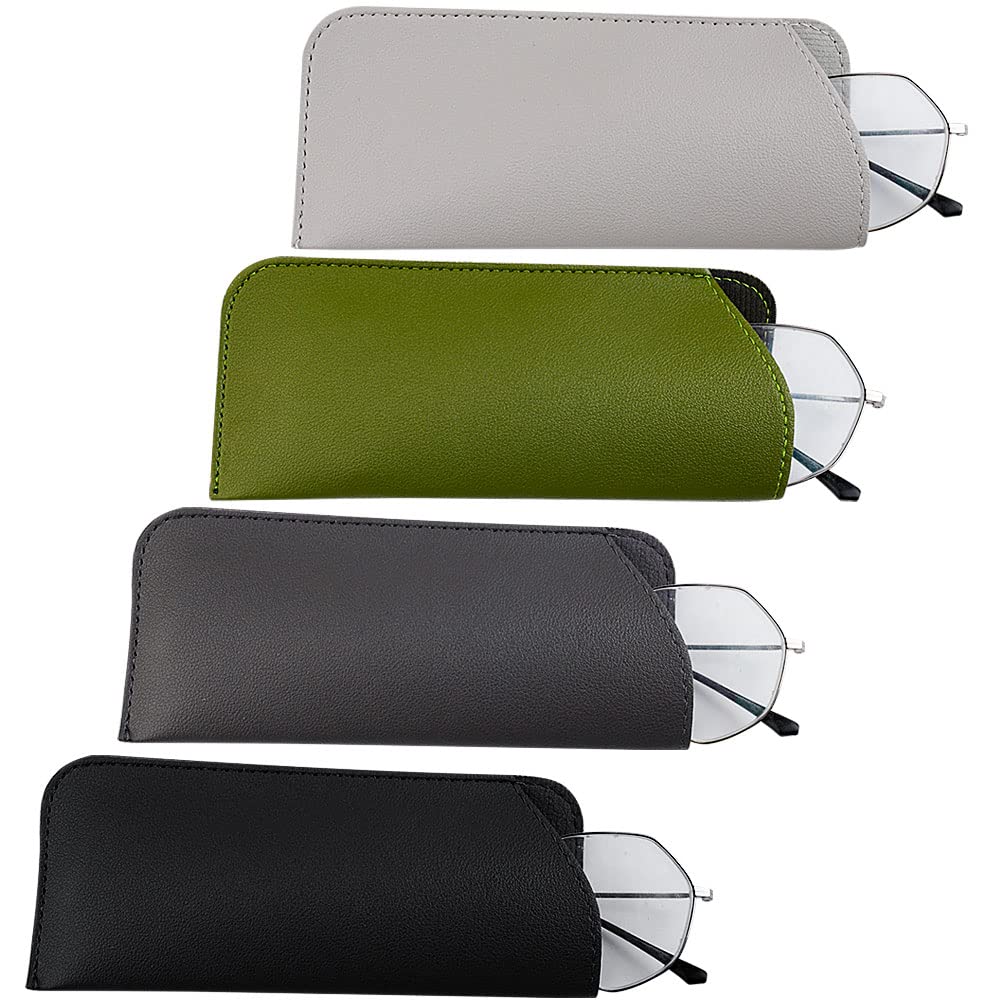 [Australia] - 4 Pack Soft Glasses Case, Leather Sunglasses Case Eyeglasses Case Glasses Pouch Sun Glasses Case Spectacle Cases for Women Men Kids 