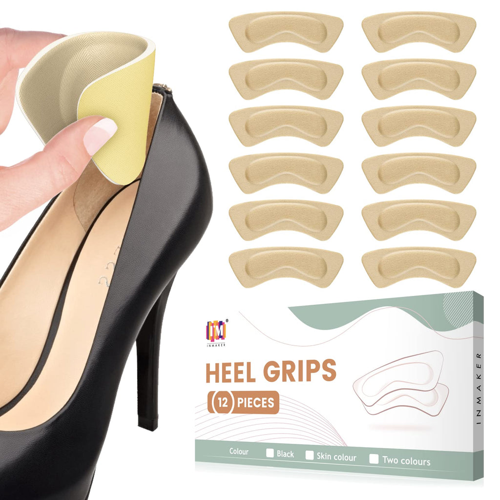 [Australia] - INMAKER Heel Grips,12 Pieces Heel Cushion Pads,Thickening Heel Grips with Strong Adhesion for Ladies, Kids, Mens Shoes(Skin) Skin-12 Pieces 