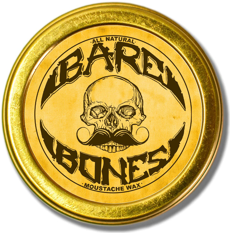 [Australia] - Mustache Wax Medium Hold Grooming For Men - 1oz Bare Bones Moustache & Beard Wax Tin - Perfect For Handlebar Mustaches By Death Grip - No Heat Source Required Bare Bones Medium Hold Mustache Wax 