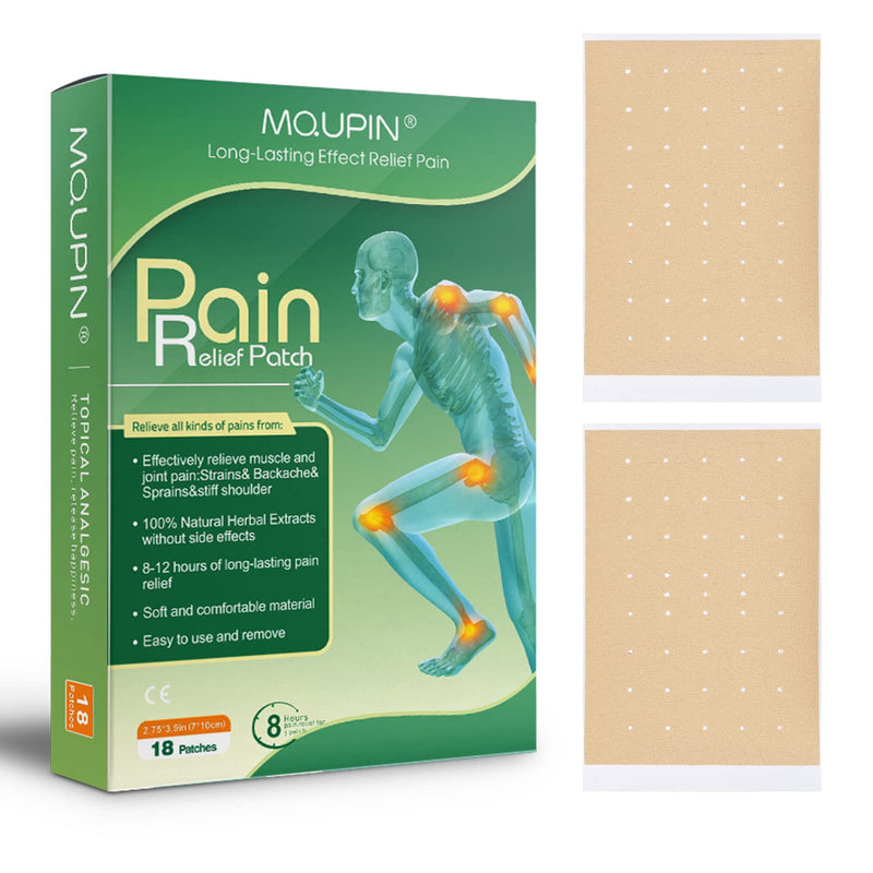 [Australia] - Pain Relief Plaster,MQUPIN Pain Relieving Patch,Long Lasting Effect Relief Knee Pain Backache Joint Muscle Cervical Vertebra Pain Relief Patch,Up to 24 Hours(7 * 10cm,18PCS) 18 Pcs 