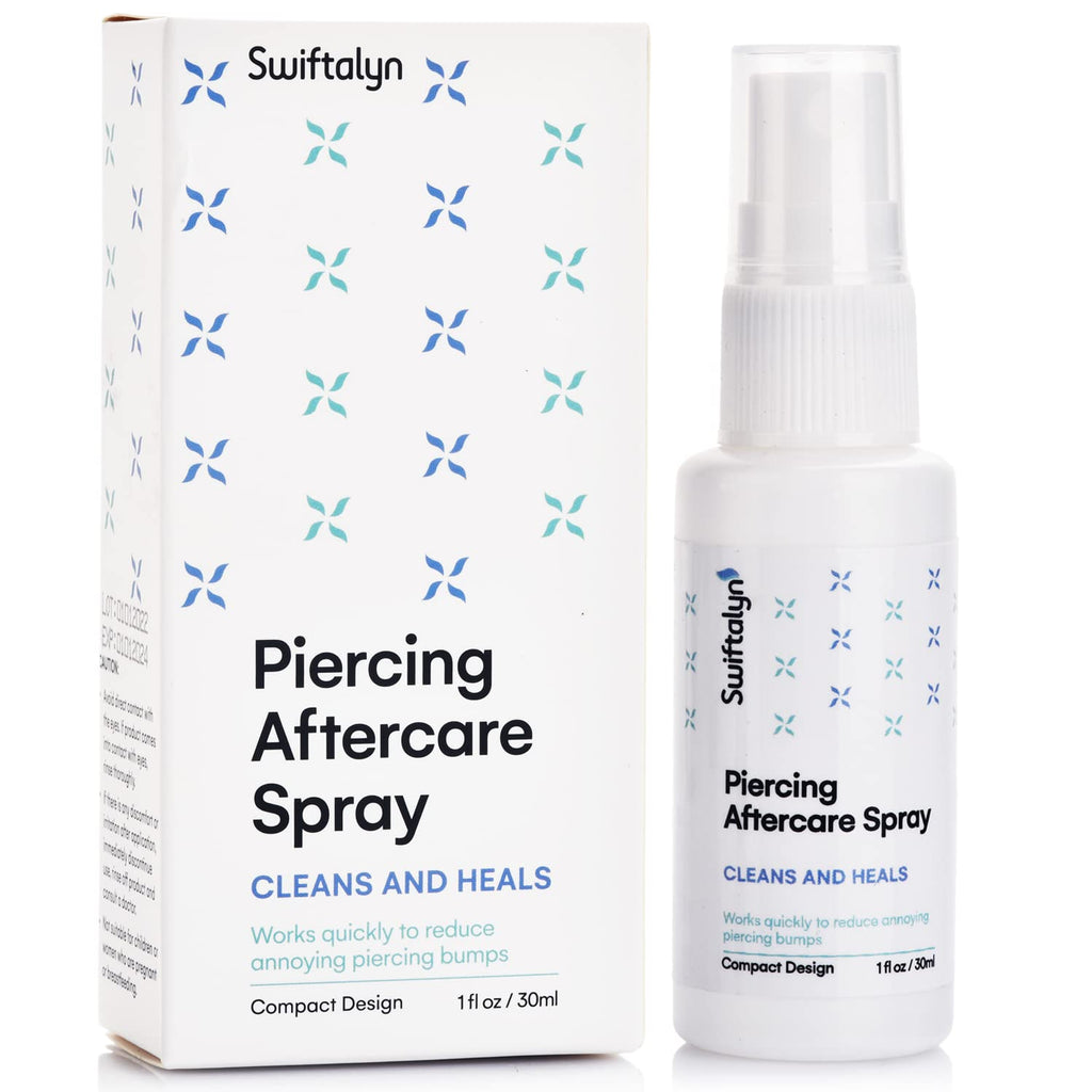 [Australia] - Swiftalyn Piercing Aftercare Spray Advance Treatment to Shrink Clean and Heal New, Irritated, Red & Angry piercings and Piercings Bumps Fine Mist Travel Size - 30mL 