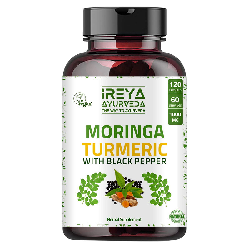 [Australia] - Moringa Oleifera Powder & Turmeric Root Powder with Black pepper 120 Capsules | Immunity & Metabolism Support, Joint and Digestive Support. Vegan, Gluten-Free and Non-GMO 