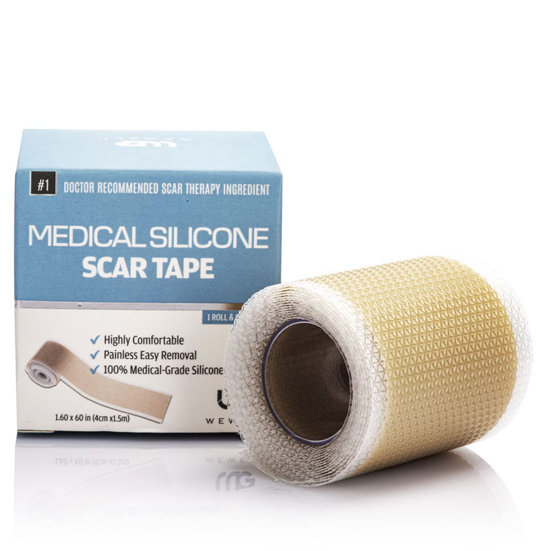 [Australia] - Wewell Silicone Scar Removal Tape, Advanced Silicone Scar Sheet, Scar Removal Sheets Effective for Keloid Scars Acne Scars Surgery C-Section Burn Scar (4 cm x 1.5m) 