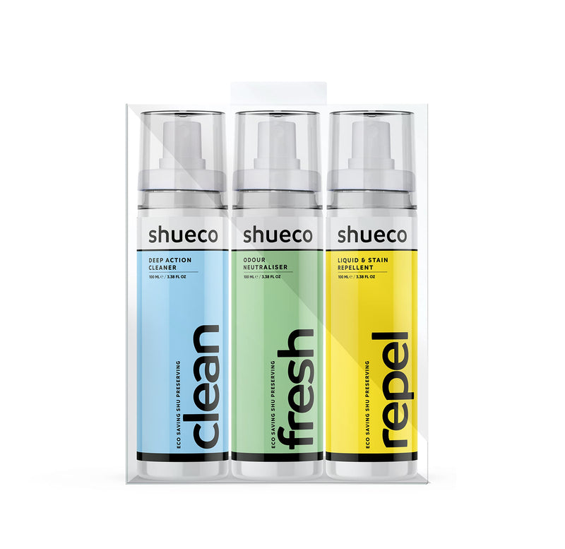 [Australia] - shueco Care and Protect Kit-Includes Shoe Cleaner, Deodoriser and Waterproofer/Stain Repellent (3 x 100ml) Care Kit 