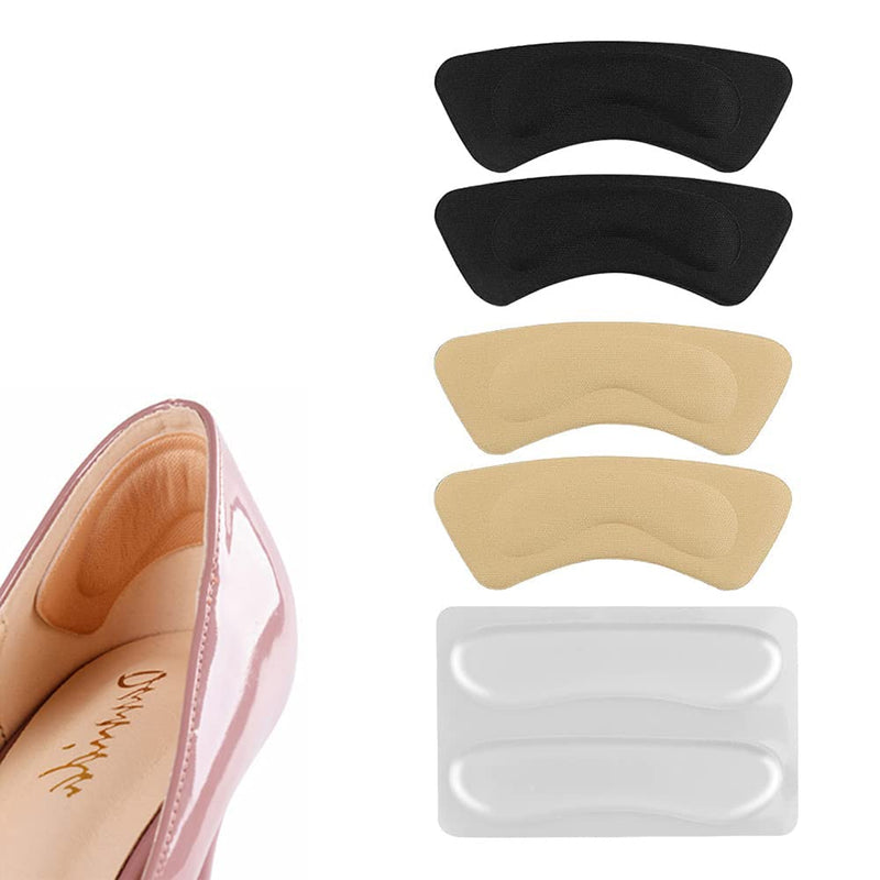 [Australia] - 3 Pairs Soft Heel Grips, Heel Cushion Pads Heel Care Protectors Heel Liner Foot Shoe Insoles Stickers (Transparent, Black, Beige) 