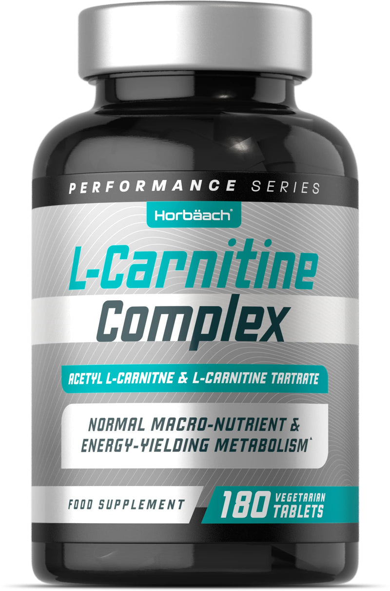 [Australia] - Acetyl L-Carnitine Complex | 180 Vegetarian Tablets | with Vitamin D3, B3, B6, Riboflavin, Biotin & Chromium | Normal Macronutrient & Energy-Yielding Metabolism | by Horbaach 