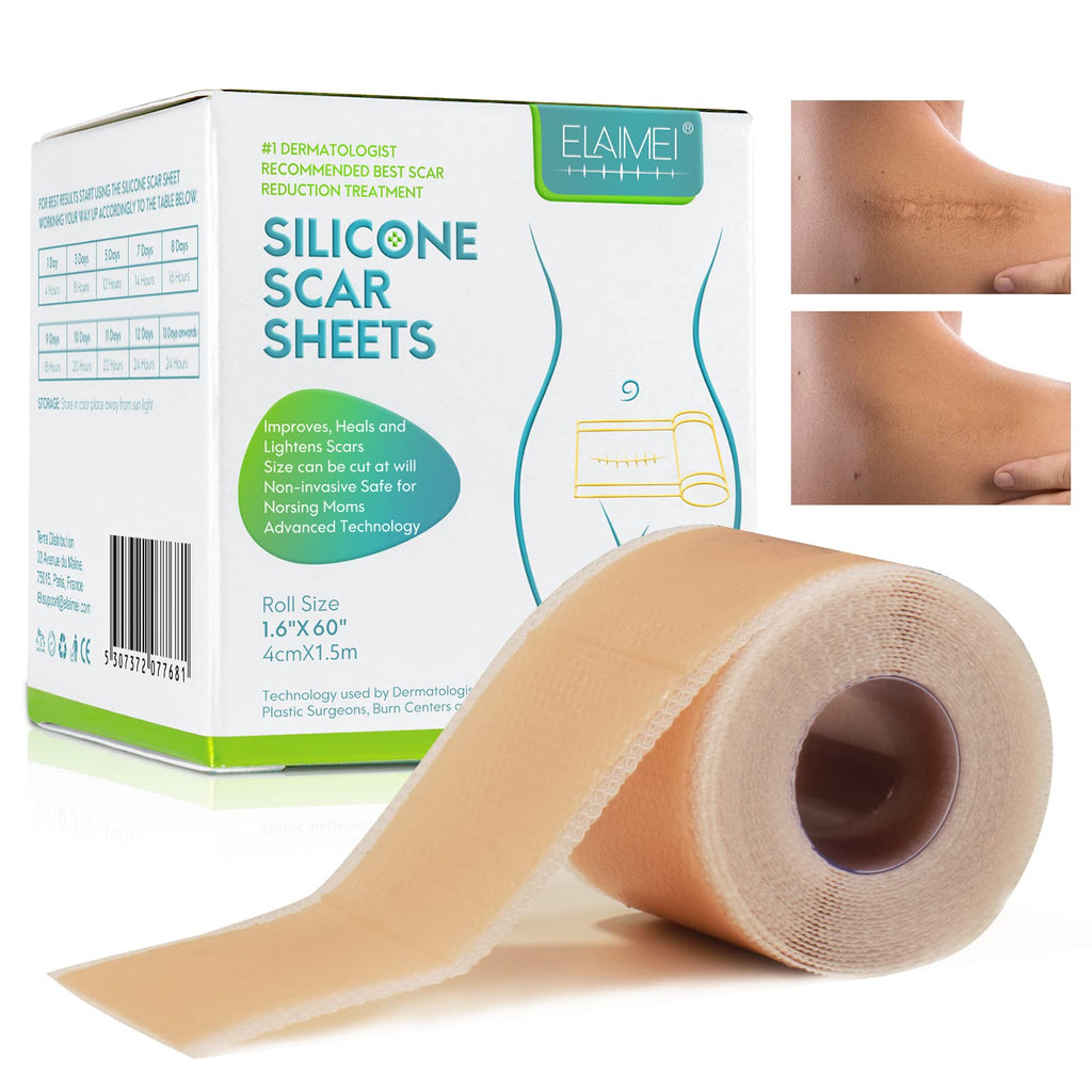 [Australia] - Silicone Scar Sheets(1.6''×60'', 1.5M), Professional Scar Removal Sheets, Scar Strips, Medical Grade Scar Removal Tape for Burn, Keloid, C Section, Post Surgery, Acne, Scar Treatment 150cm 