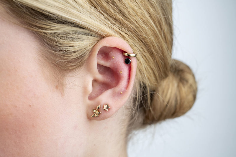 [Australia] - Tiny Gold Ear Seeds with Placement Chart for Stress and Anxiety, Self Care, Holistic, Natural, Acupressure, Acupuncture, Earseeds 