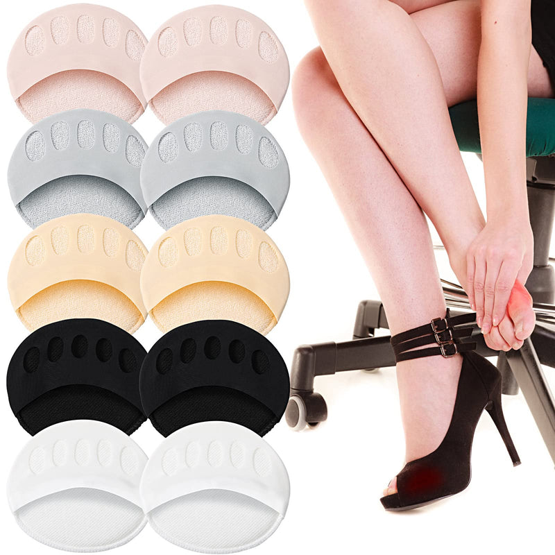 [Australia] - 5 Pairs Honeycomb Forefoot Pads Feet Sweat Pads Metatarsal Pads Soft Ball of Foot Cushion Pads Relief Foot Fatigue Pain Unisex Suitable for Various Shoe Types,5 Colors Beige, Pink, Black, Gray, White 