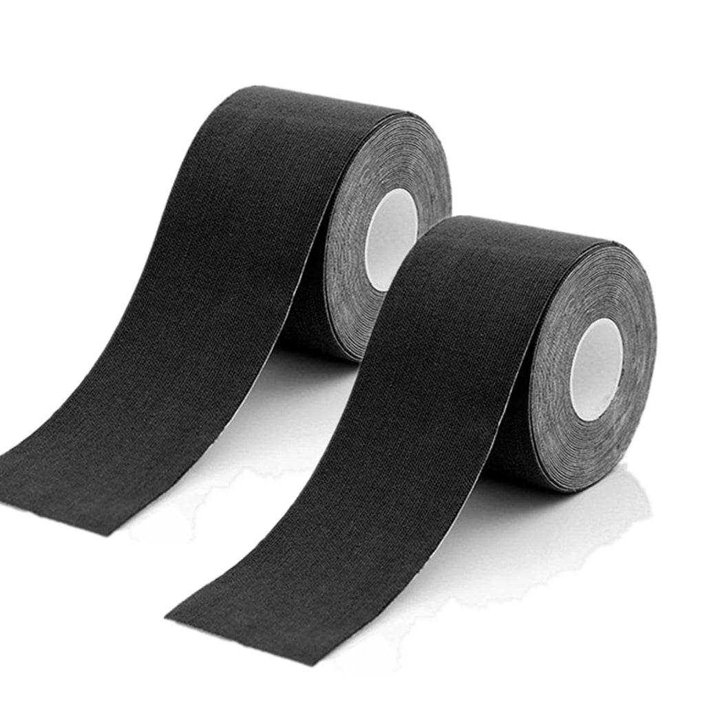 [Australia] - kuou Black Kinesiology Tape, 2 Rolls 5cm x 5m Sports Tape Elastic Muscle Support Tape for Exercise, Sports & Injury Recovery 