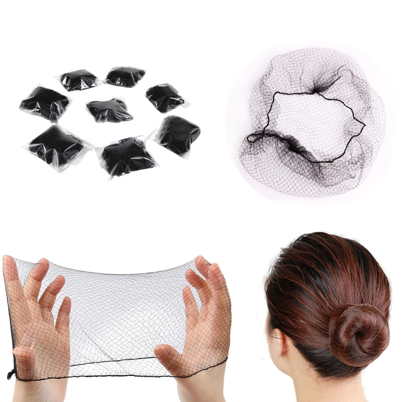 [Australia] - 24 Pack Invisible Hair Net Elastic Edge Mesh Stretch Hair Nets for Women Bun, Hair Nets for Catering, Hair Styling Hair Bun Accessories, 50cm(Individual Package Black) 