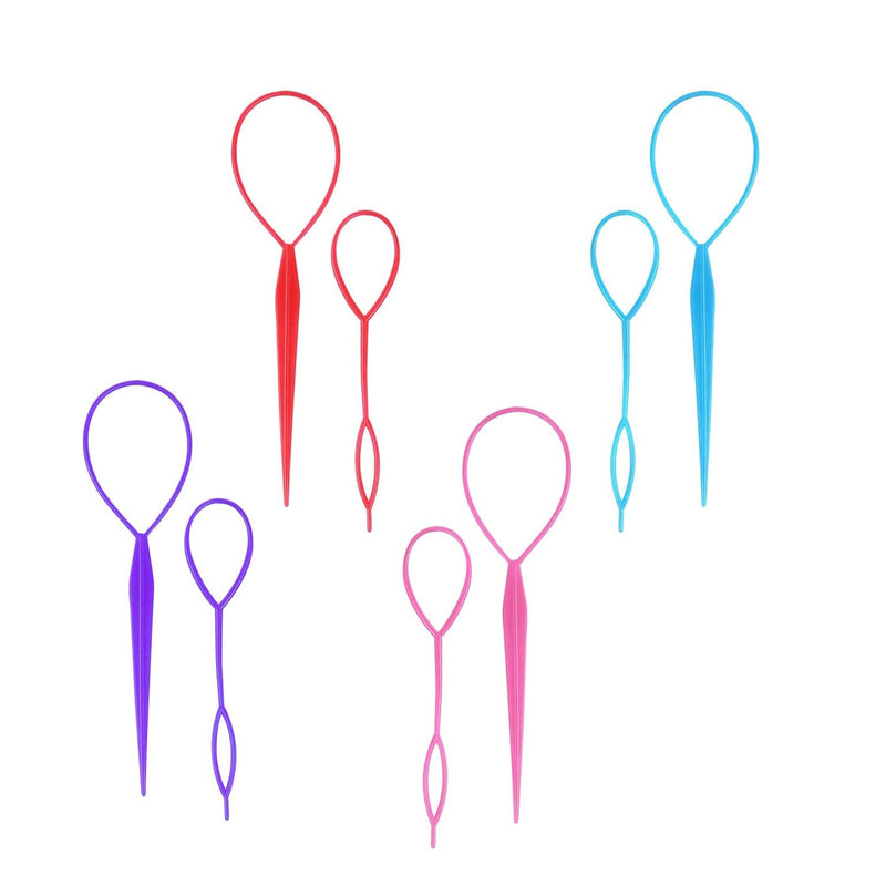[Australia] - Hair Braiding Tool,Ponytail Holders,Topsy Tail Hair Tool, 8pcs Hair Braiding Tool Topsy Tail Loop French Braid Loop Tool Topsy Tail Kit, 4 Colors 