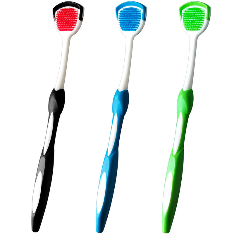 [Australia] - Tongue Brush, Tongue Scraper, Tongue Cleaner, Tongue Brushes Helps Fight Bad Breath, 3 Tongue Scrapers (Black&Blue&Green) Black&blue&green 