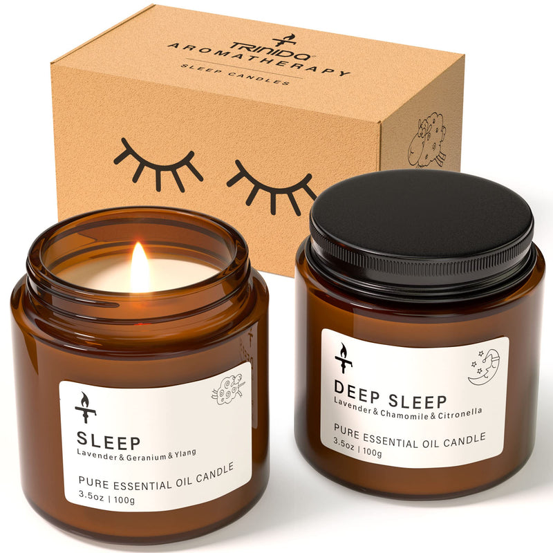 [Australia] - Sleep Candles Gifts for Women & Men, TRINIDa Aromatherapy Scented Candles Gift Set for Anxiety Relief & Perfect Sleep, Lavender Promotes Sleep, Chamomile Relieves Stress, Birthday Gifts for Her/Him -Sleep Candles 