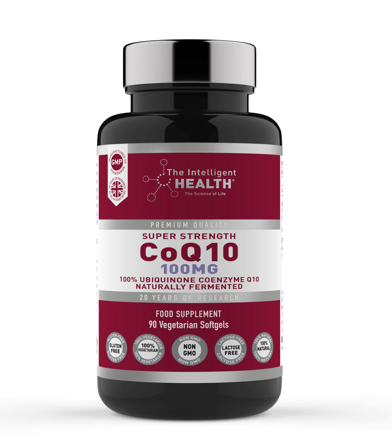 [Australia] - Ubiquinone Coenzyme Q10 100mg Softgel Capsules, 90 Super Strength Vegetarian Friendly Naturally Fermented High Absorption CoQ10 Capsules Made in The UK to GMP Standards – by The Intelligent Health 100 MG - 90 Capsules 