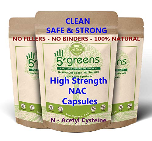 [Australia] - NAC N-Acetyl-Cysteine 1600mg High Strength Per Serving – 120 Vegan Friendly Capsules- 100% Natural, No Fillers or Binders – Made in The UK by 5greens 