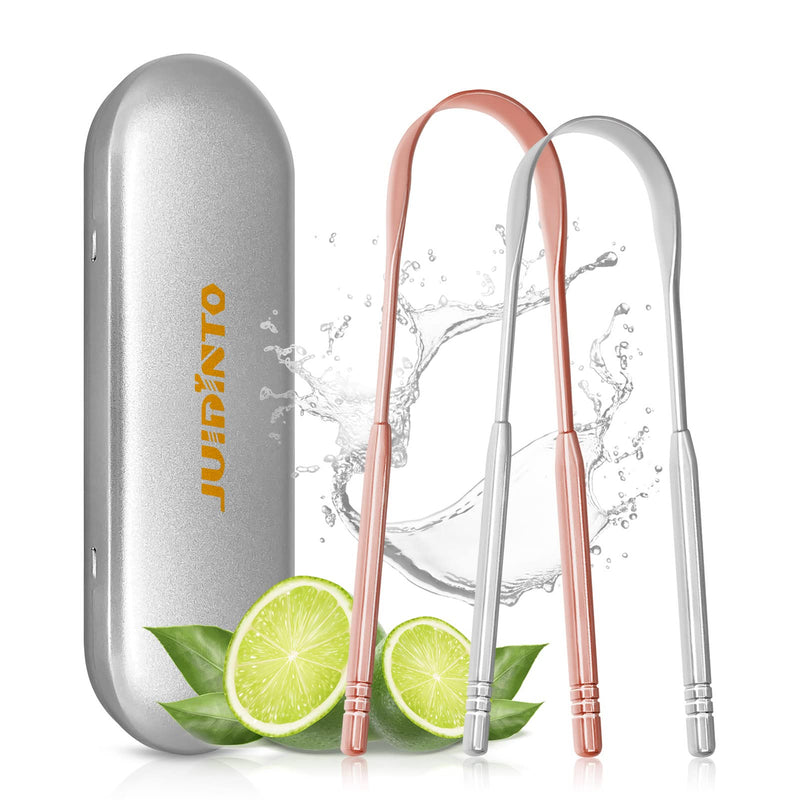 [Australia] - JUIDINTO Tongue Scraper Cleaner 2 Pack, Medical Grade 100% Stainless Steel Tongue Cleaner Tool with Travel Case, Replace Tongue Brush for Oral Care, Suitable for Cleaning Bad Breath in Adults and Kids 
