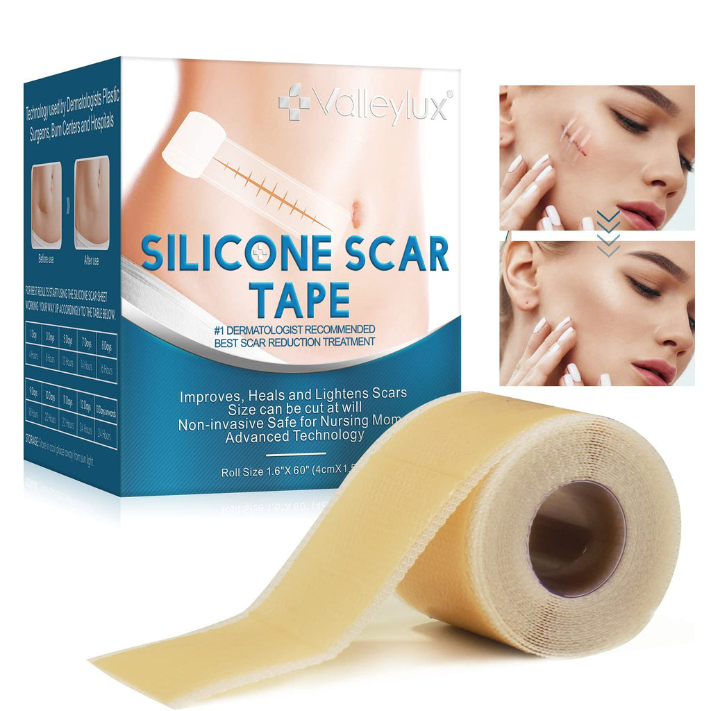 [Australia] - Reusable Silicone Scar Sheets(1.6”x 60”Roll-1.5M),Silicone Scar Roll,Scar Silicone Tape Strips,Professional Scar Removal Sheets for C-Section, Surgery, Burn, Keloid, Acne 1.6'X60' 