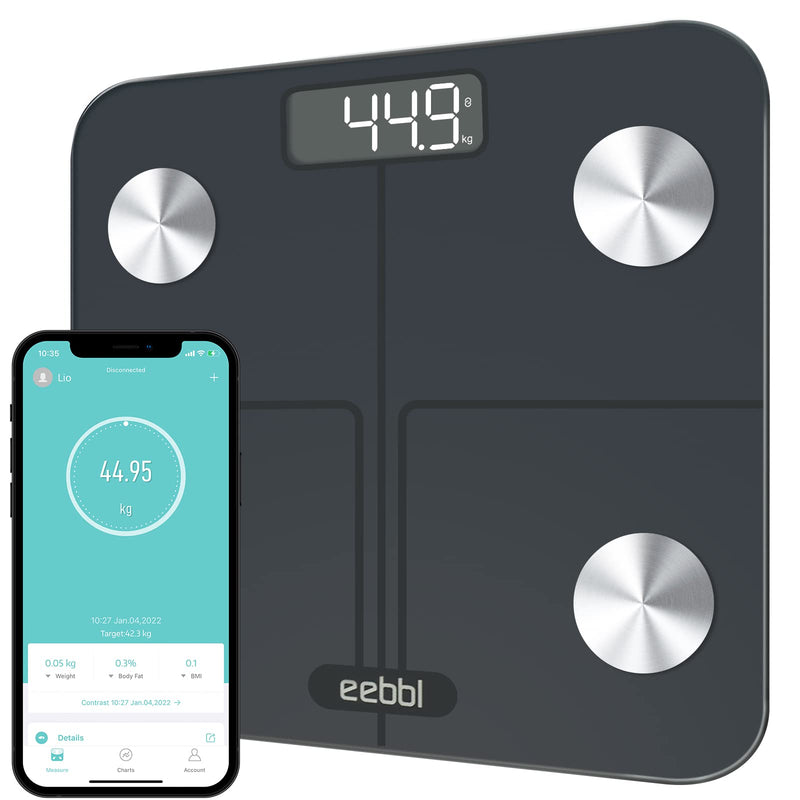 [Australia] - EEBBL Body Fat Scale, Bluetooth Digital Body Weight Bathroom Scales Weighing Scale Smart BMI Scales, Body Composition Monitors with Smartphone App, 400 lb(Stone/lb/kg) 