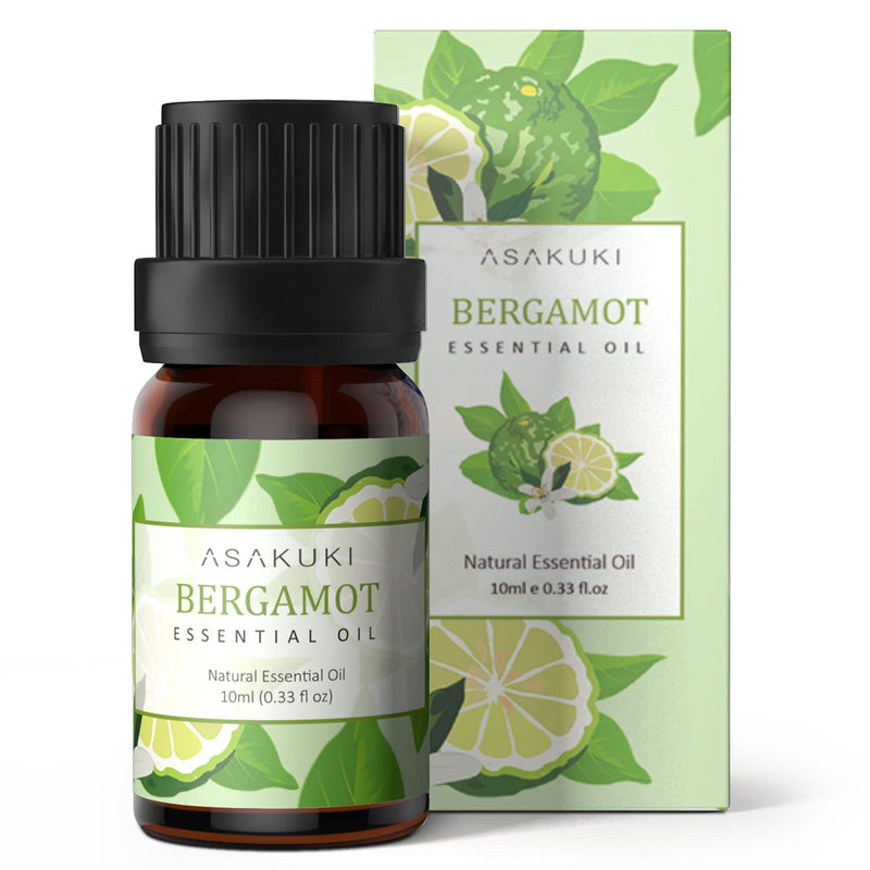 [Australia] - ASAKUKI Bergamot Essential Oil 10ml for Diffusers, Home, Candle&Soap Making, Therapeutic-Grade Aromatherapy Essential Oil, 100% Natural Aromatherapy Oil for Lift Moods, Skin Care, Relieve Pain 