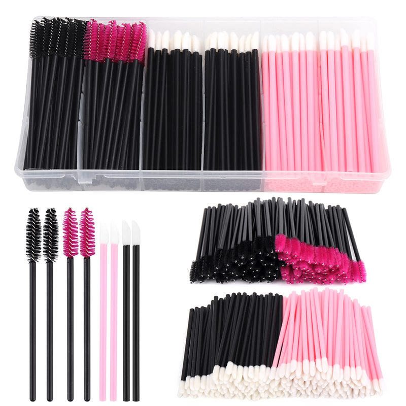 [Australia] - Yokilly 300PCS Disposable Mascara Wands Lip Wands Set,100Pcs Eyelash Brush and 200Pcs Lip Brush,Makeup Tool Kit with Organizer Box 