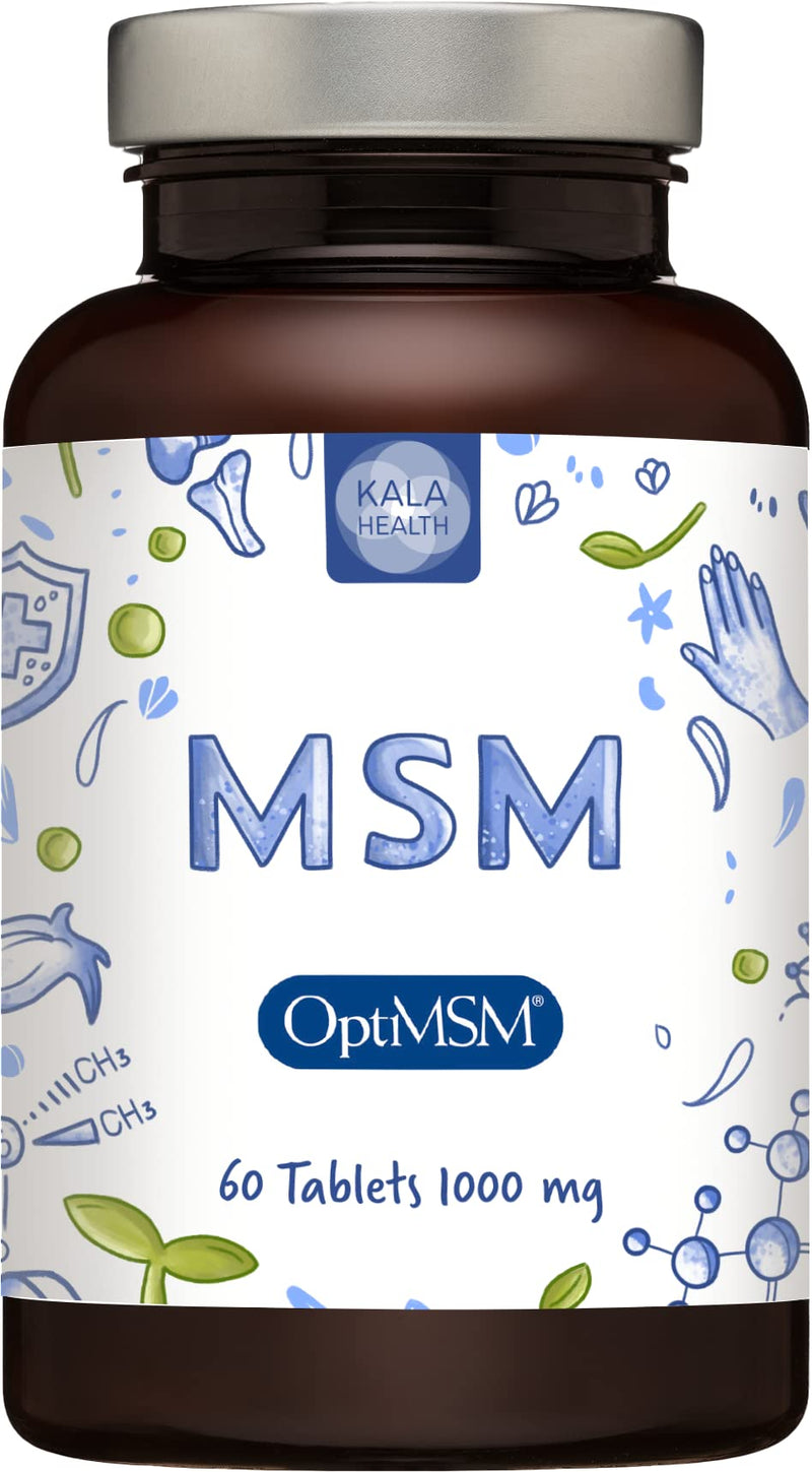 [Australia] - Kala Health - OptiMSM Tablets 1000 mg - MSM (Methylsulfonylmethane) Supplement - Pure Natural Sulphur for Joints, Skin, Hair & Nails, Produced in The USA (60) 60 