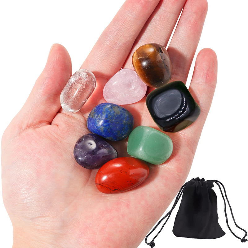 [Australia] - 8 Pcs Chakra Healing Crystals Set with Pouch, Natual Crystals and Gemstones for Reiki Healing Meditation Balancing 