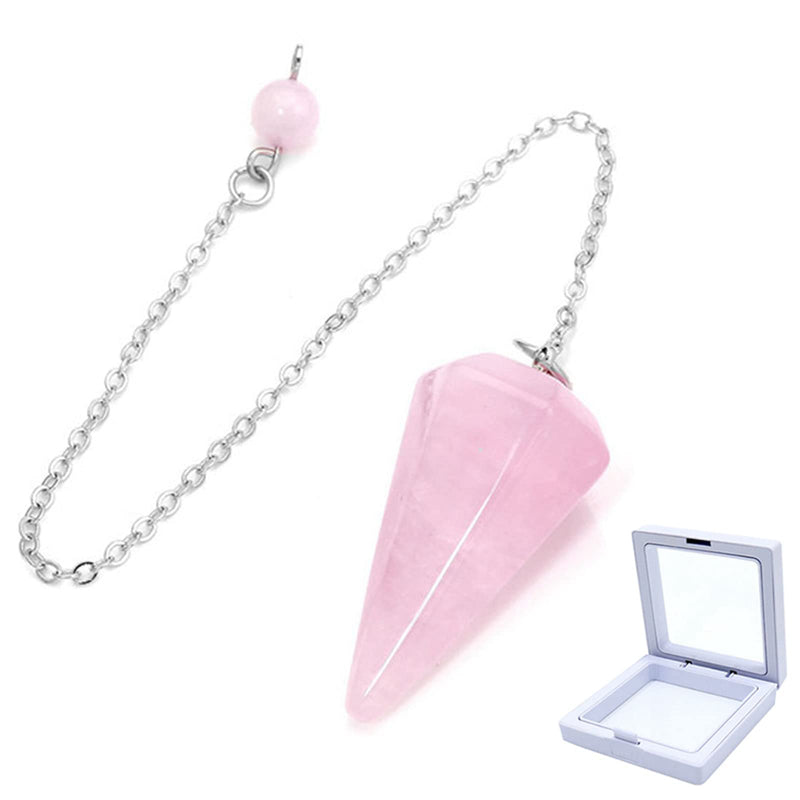 [Australia] - Small Rose Quartz Crystal Pendulum, Gemstone Crystal Pendulum, for Dowsing, Reiki Healing Meditation, Attracts Love, Scrying 