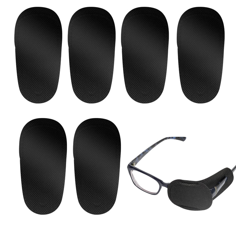 [Australia] - LUTER 6pcs Eye Patches for Glasses, Non-Woven Fabric Large Size Eye Patch to Cover Right Left Eye for Kids' & Adults' Lazy Eye Amblyopia Strabismus Improve Vision (Black) 