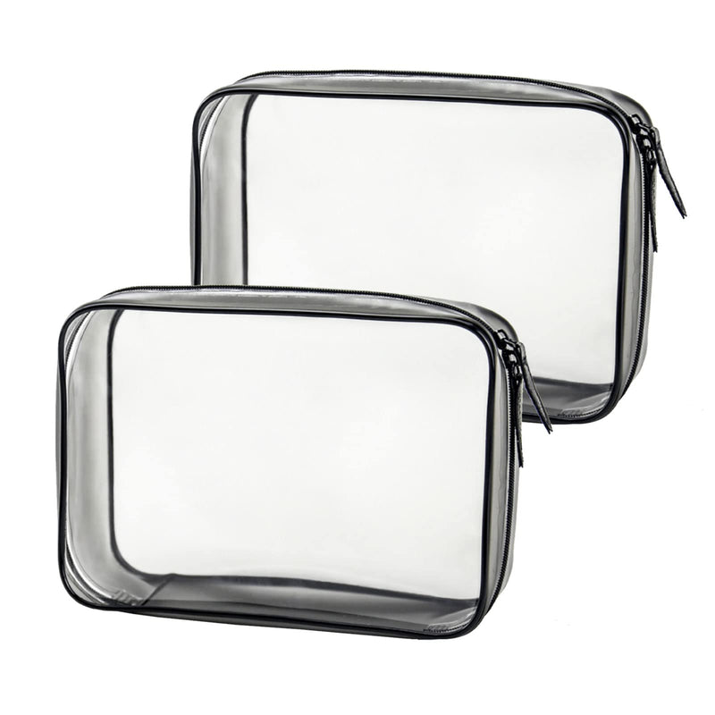 [Australia] - FIYUK 2pcs Clear Travel Toiletry Bag Makeup Cosmetic Bag Portable Waterproof Transparent Storage 2pack 