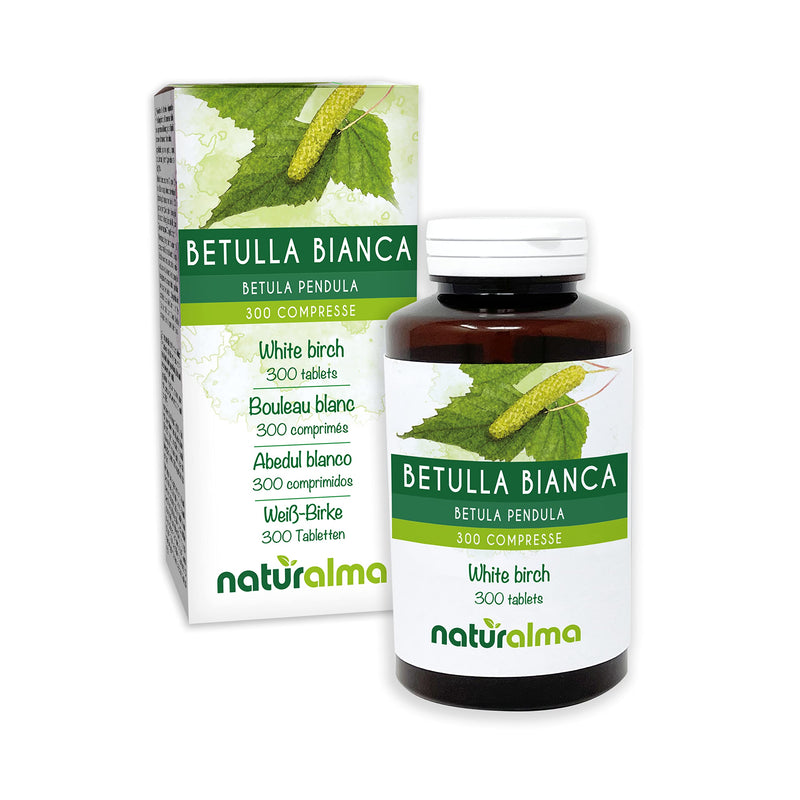 [Australia] - White Birch (Betula pendula, alba or verrucosa) Leaves NATURALMA | 150 g | 300 Tablets of 500 mg | Food Supplement | Natural and Vegan 