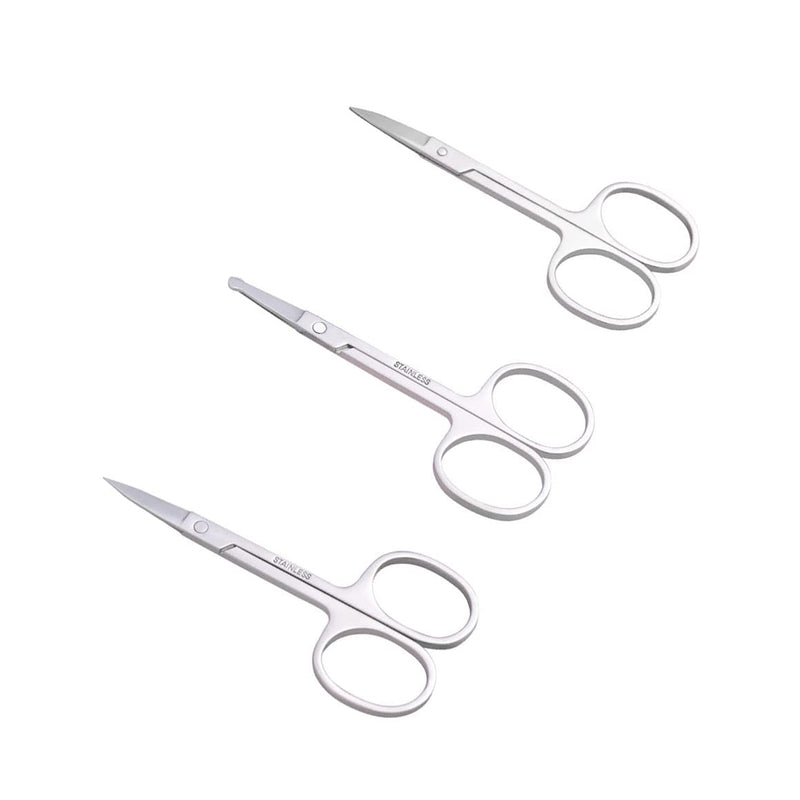 [Australia] - ABMRO 3pcs Small Eyebrow Scissors and Nose Hair Scissor, Beard Moustache Eyelash Nail Trimmer Facial Hair Grooming Scissors for Man and Woman 