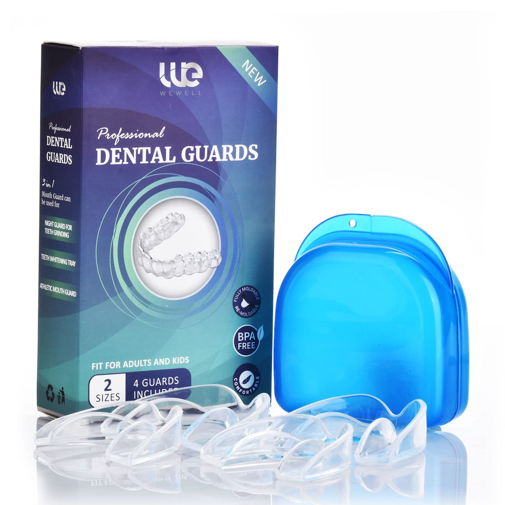 [Australia] - Wewell mouth Guard For Grinding Teeth, Protect Tooth Enamel, Improve Sleep Quality, 4 Moldable Mouthpieces, Eliminates Bruxism Clenching - 2 Sizes 