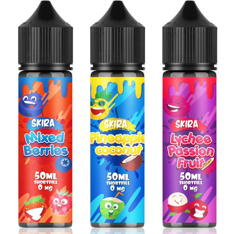 [Australia] - SKIRA Vape Liquid No Nicotine, 3 * 50ml Shortfill Vape Juice 0mg,70VG/30PG E Liquid, Mixed Fruit Flavour Vape Liquid 
