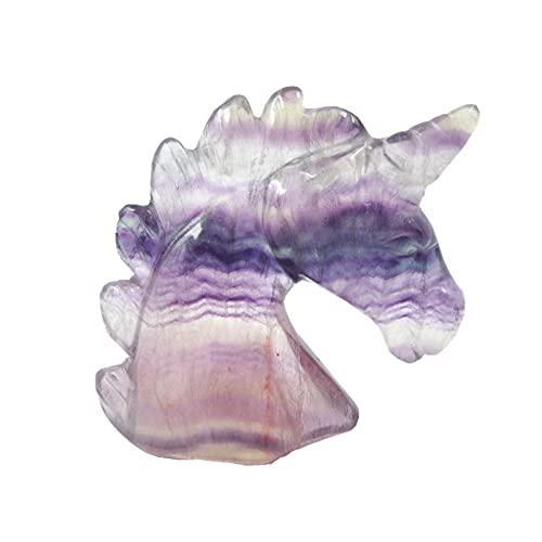 [Australia] - AITELEI 2'' Hand Carved Unicorn Stone Statue, Healing Crystal Gemstones Carving Figurine Healing Energy Crystal Unicorn Sculpture Reiki Sculpture Fluorite 