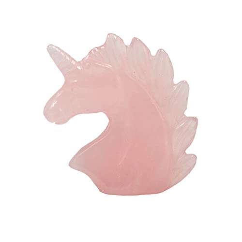 [Australia] - 2" Hand Carved Unicorn Stone Statue, Healing Crystal Gemstones Carving Figurine Healing Energy Crystal Unicorn Sculpture Reiki Sculpture Rose Quartz 