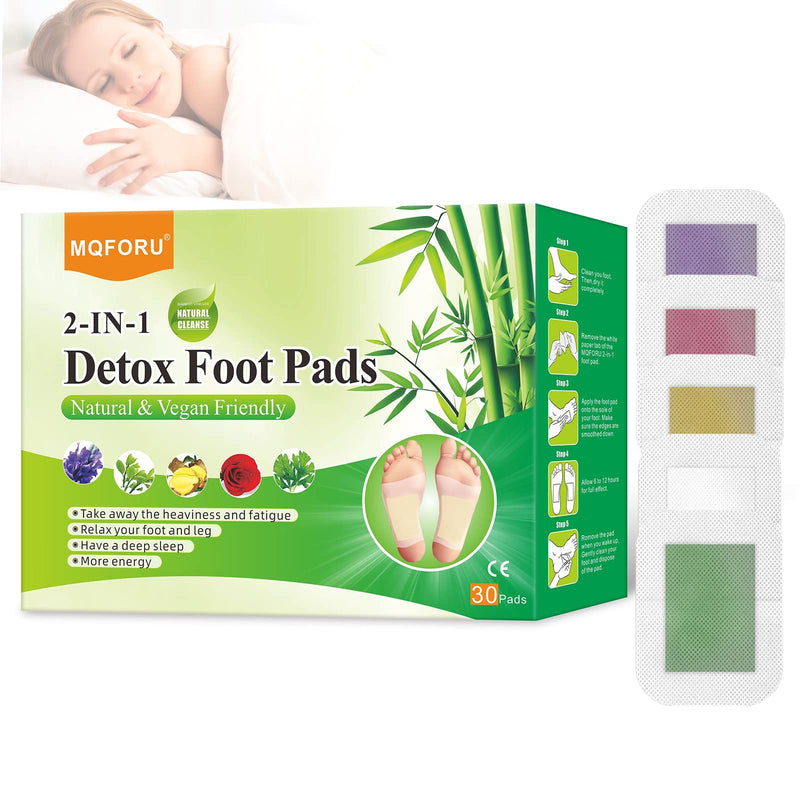 [Australia] - Detox Foot Patches, 2 in 1 Deep Cleansing Detox Foot Pads, Natural Bamboo Vinegar Adhesive Sheets Foot Patch for Stress Relief & Deep Sleep,30 Pads 